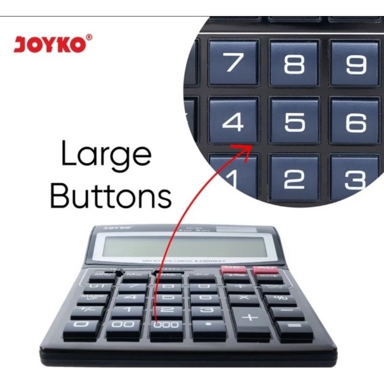 

CUCIGUDANG JOYKO CC57 Check Correct Calculator Kalkulator 16 Digit LCD BESAR Cek Ulang