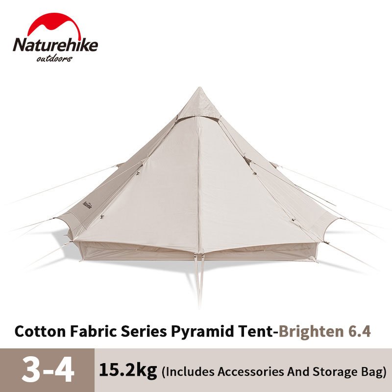 Tenda Pyramid Glamping Cotton Series Brighten 6.4 Naturehike NH20ZP004 Tenda Camping Keluarga Kemah 