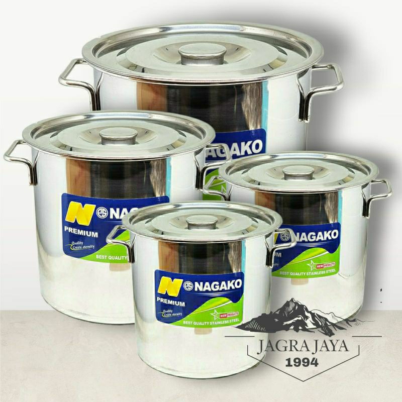 Panci Stock Pot Nagako Stainless Steel + Tutup 50 Liter 40cm