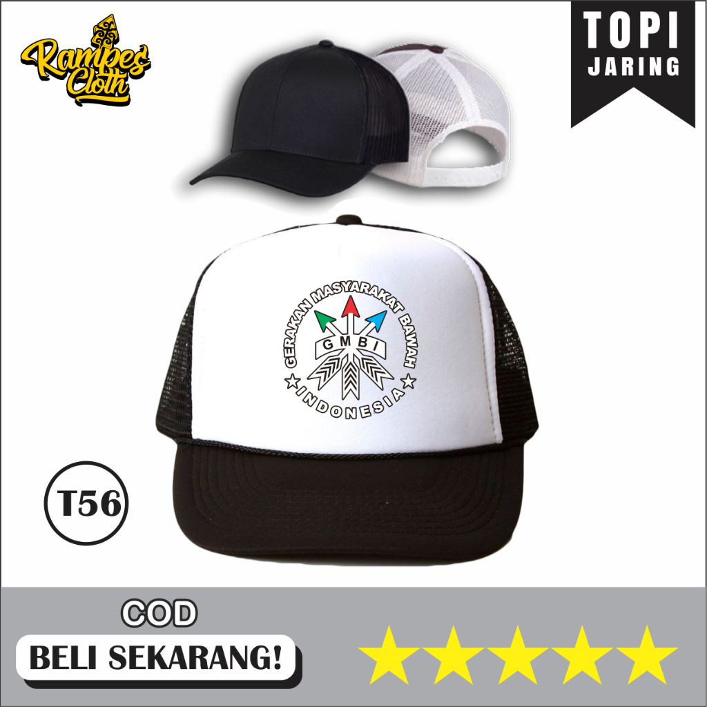 TOPI TRUCKER PRIA DESAIN LSM GMBI LOGO - TOPI JARING DISTRO KUALITAS PREMIUM T56