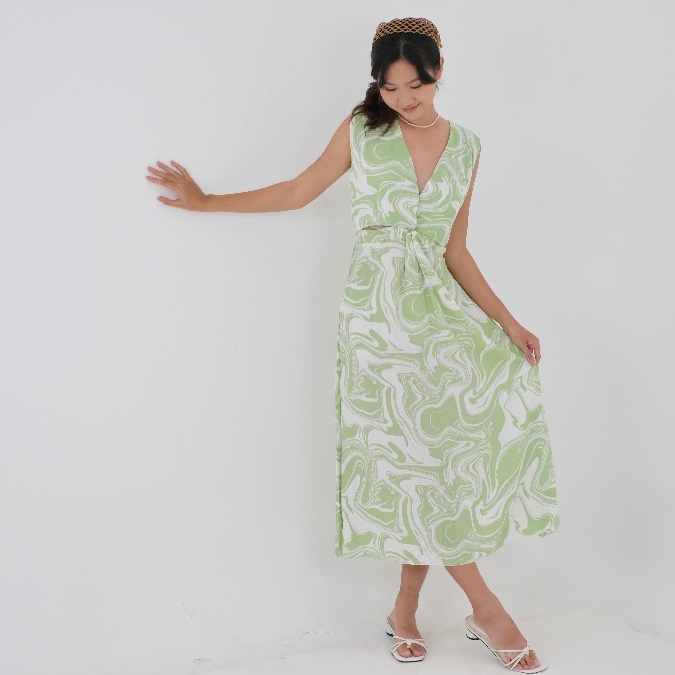 SUNSET DRESS | Summer Dress Wanita Woman Long Dress Panjang Bunga Motif Korean Style | INI WEAR