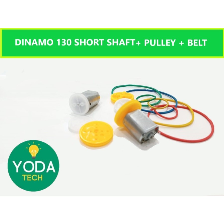 Paket Dinamo DC130 Short Shaft 6-12V + Pulley + Belt (130PB)