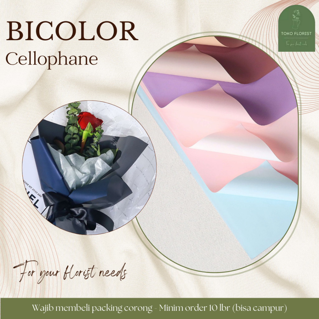 

GROSIR Kertas Buket Bunga Cellophane BICOLOR isi 20 lembar