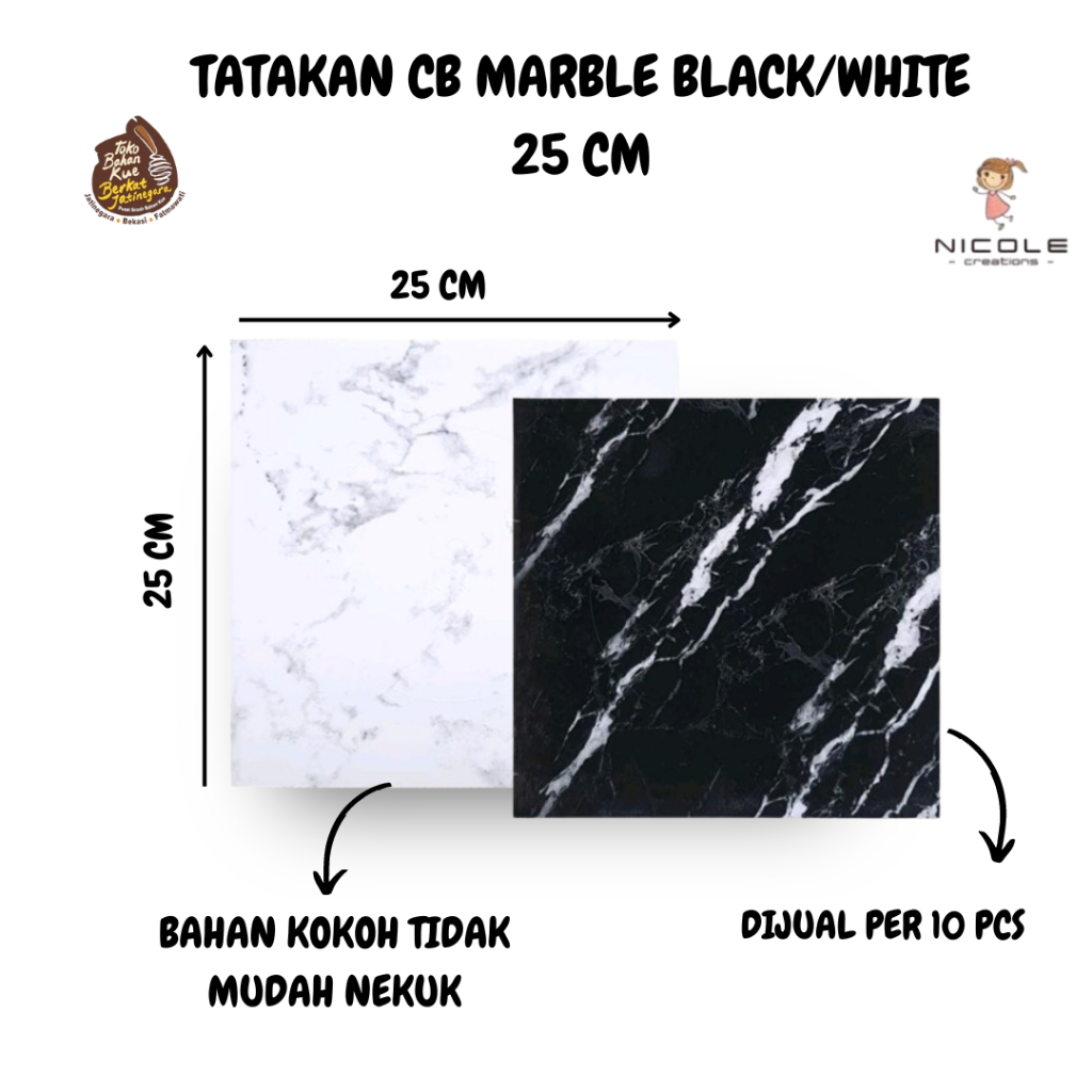 CB MARBLE NICOLE 25 CM / TATAKAN KUE MOTIF / TATAKAN MARBLE PREMIUM TEBAL