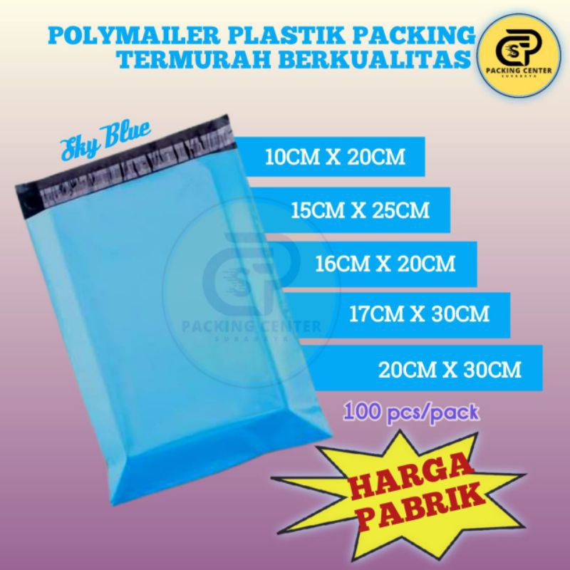 

Polimer Warna Biru Plastik Packing / Polymailer Online Shop Tersedia berbagai macam ukuran, 1 Roll Isi 100Pcs sudah dilengkapi Lem Perekat, Termurah Grosir