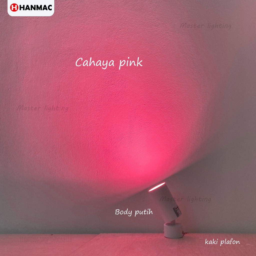 Kap lampu spotlight sorot rell lampu plafon sorot cahaya pink