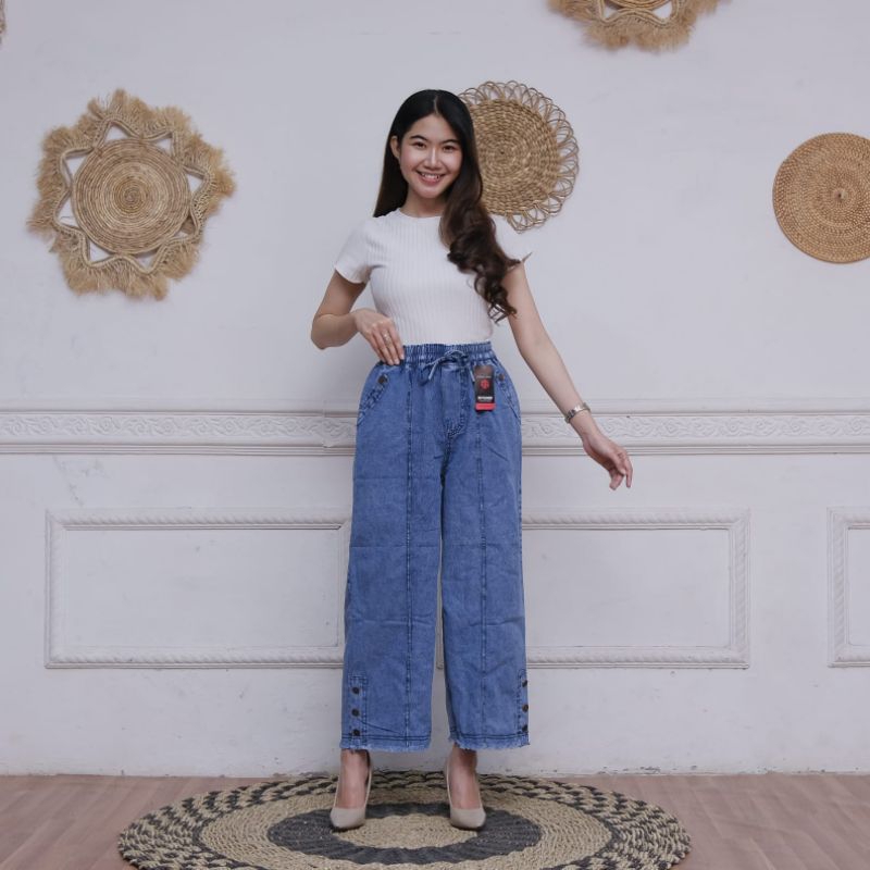 kulot cargo jeans wanita // celana kulot cargo highweist // kulot cargo jeans kekinian