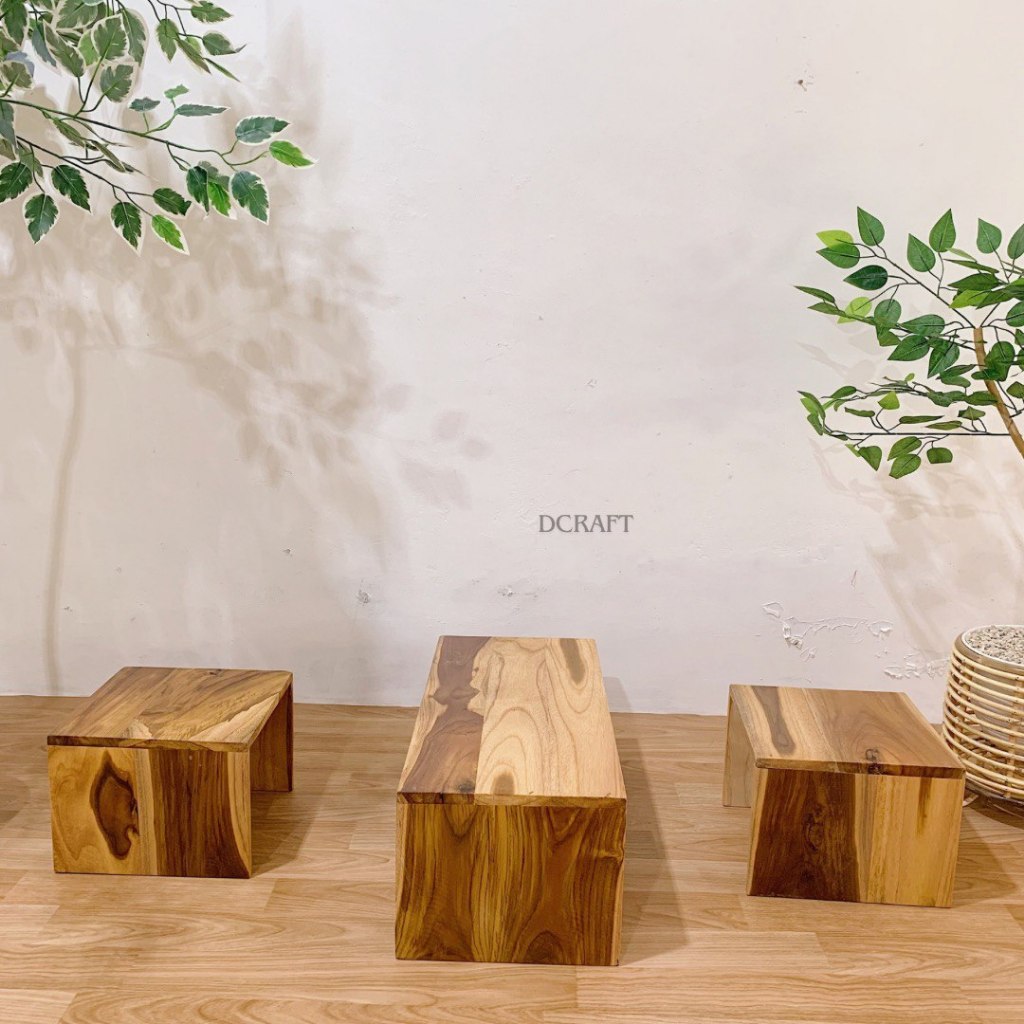 SET KURSI KAYU JATI MINIMALIS AESTHETIC / STOOL KAYU / KURSI KECIL KAYU MINIMALIS / BANGKU JATI