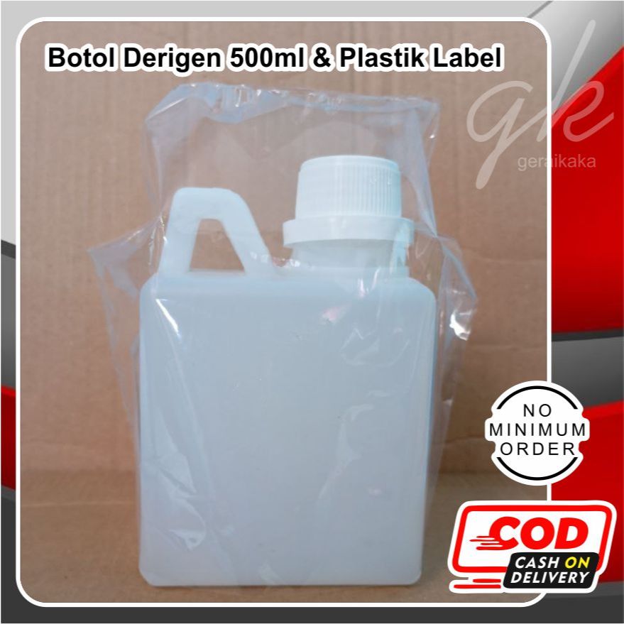 ( PAKET LENGKAP ) BOTOL DERIGEN 500ML + PLASTIK SEGEL / SHRINK LABEL BOTOL DERIJEN 1/2 LITER