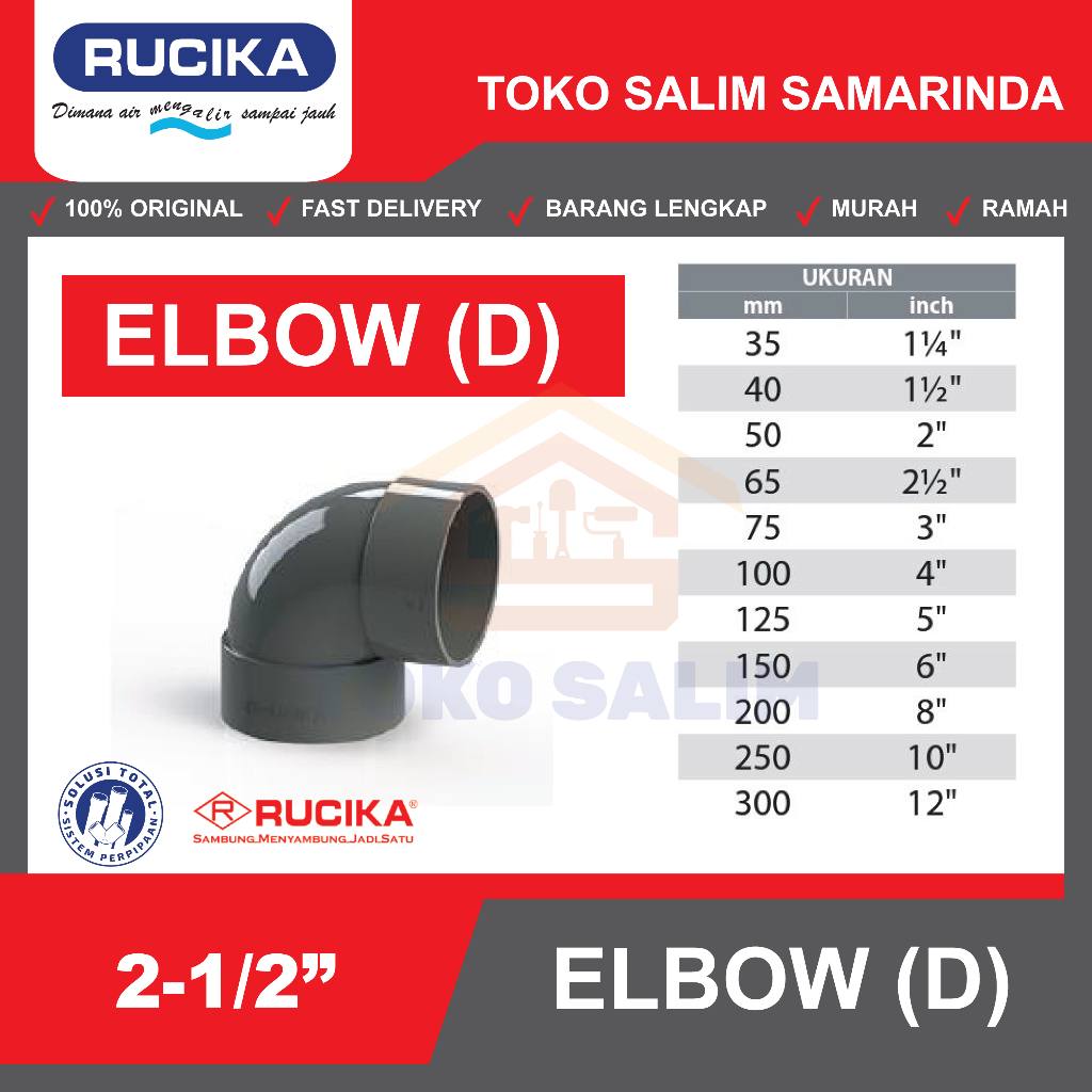ELBOW 2 - 1/2" D 2.5 inch JIS RUCIKA