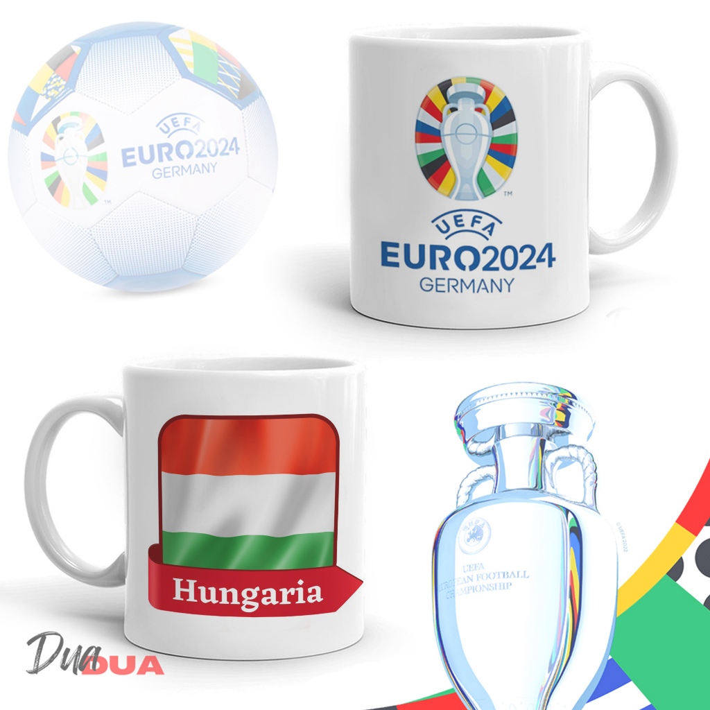 Mug Cangkir Euro 2024 Bendera Hungaria Souvenir Euro 2024 Hungaria