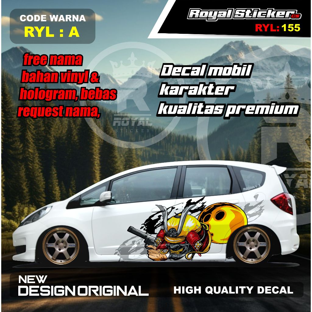 RYL155-DECAL STICKER MOBIL KARAKTER-STIKER BODY MOBIL JAZZ, BRIO, SIGRA, YARIS-STIKER UPDATE TERKINI