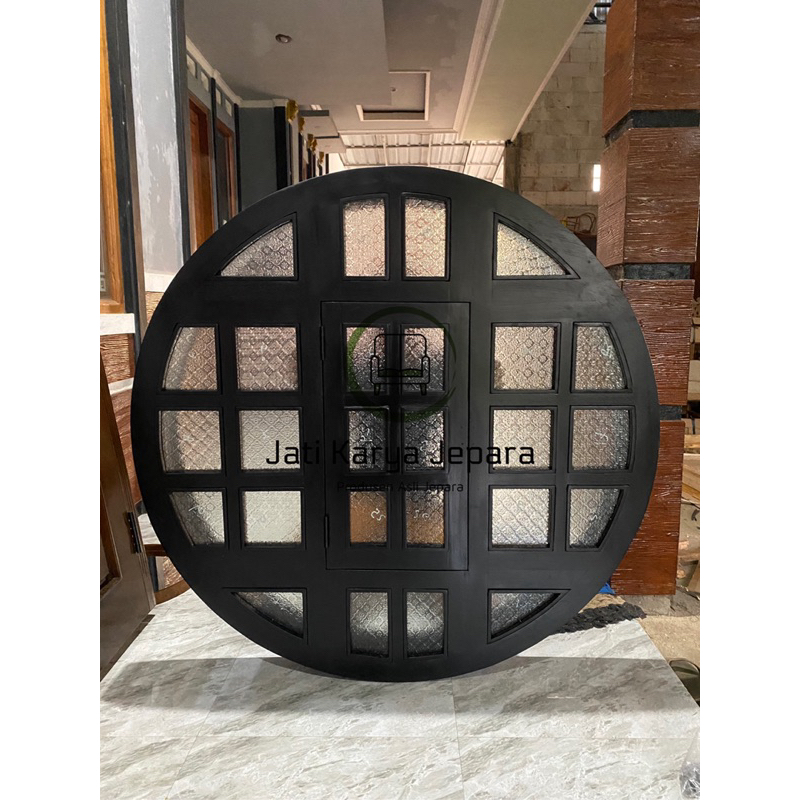 Kusen Jendela Bundar 130cm 12x6cm buka Pintu 1 Flora Free Ongkir Jawa & Bali ( Bergaransi Unit )