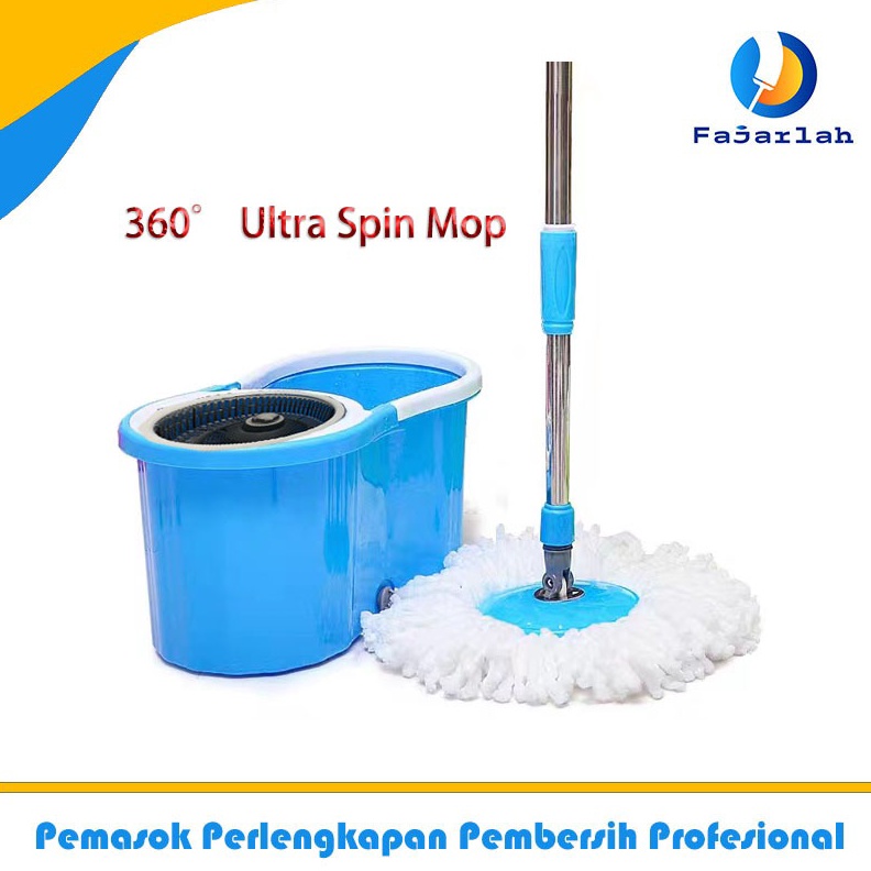 PRODUK TERBARU Ultra spin Tornado mop BIRU 1set alat pel lantai super mop lap pel otomatis mop super