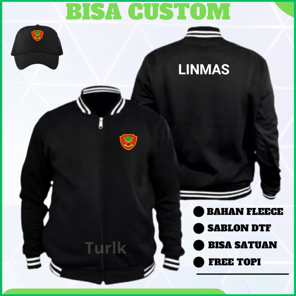 Jaket Linmas Jaket Varsity Linmas Custom Free Topi