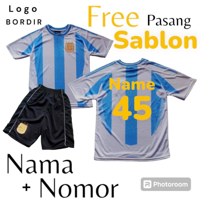 Setelan Jersey Timnas Argentina/Setelan Jersey Argentina/Setelan Jersey Bola Anak