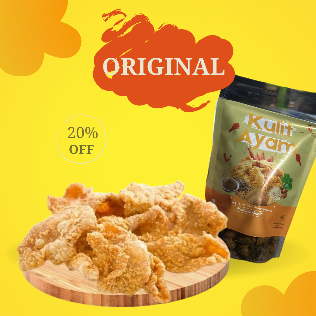 

Kulit Ayam Krispi (Crispy), 4 variasi Rasa: Pedas Daun Jeruk,Pedas Cikur, Gurih Asin,dan Original.