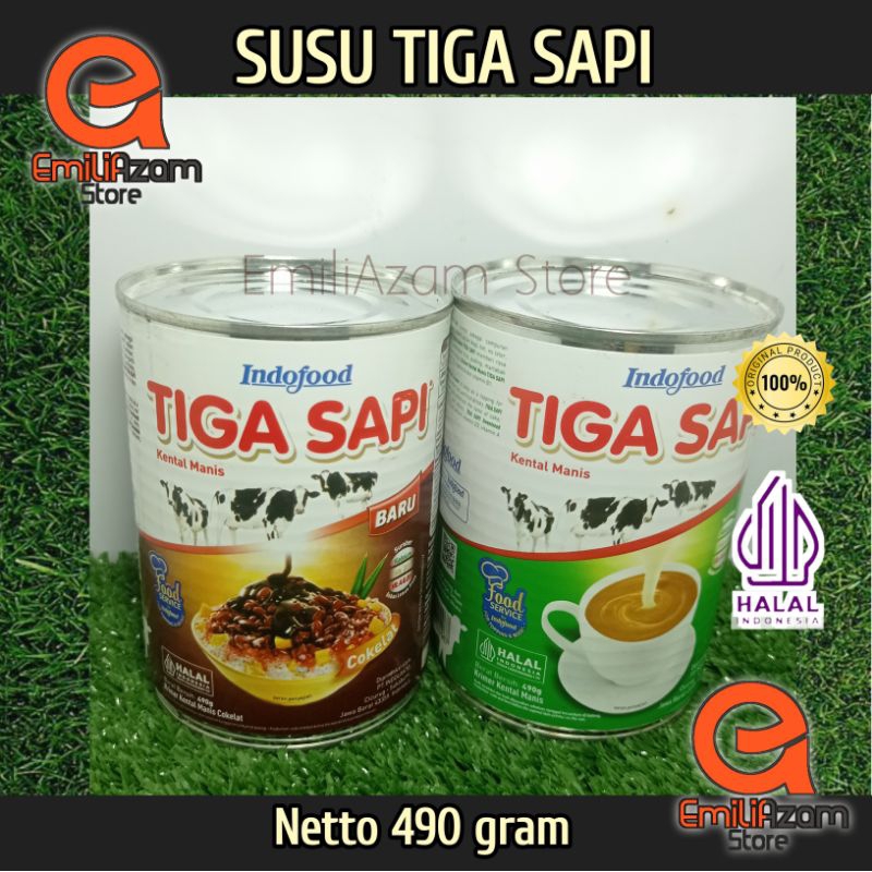 

Susu Tiga Sapi 490g / Susu Tiga Sapi Cokelat 490g / krimer kental manis Tiga Sapi