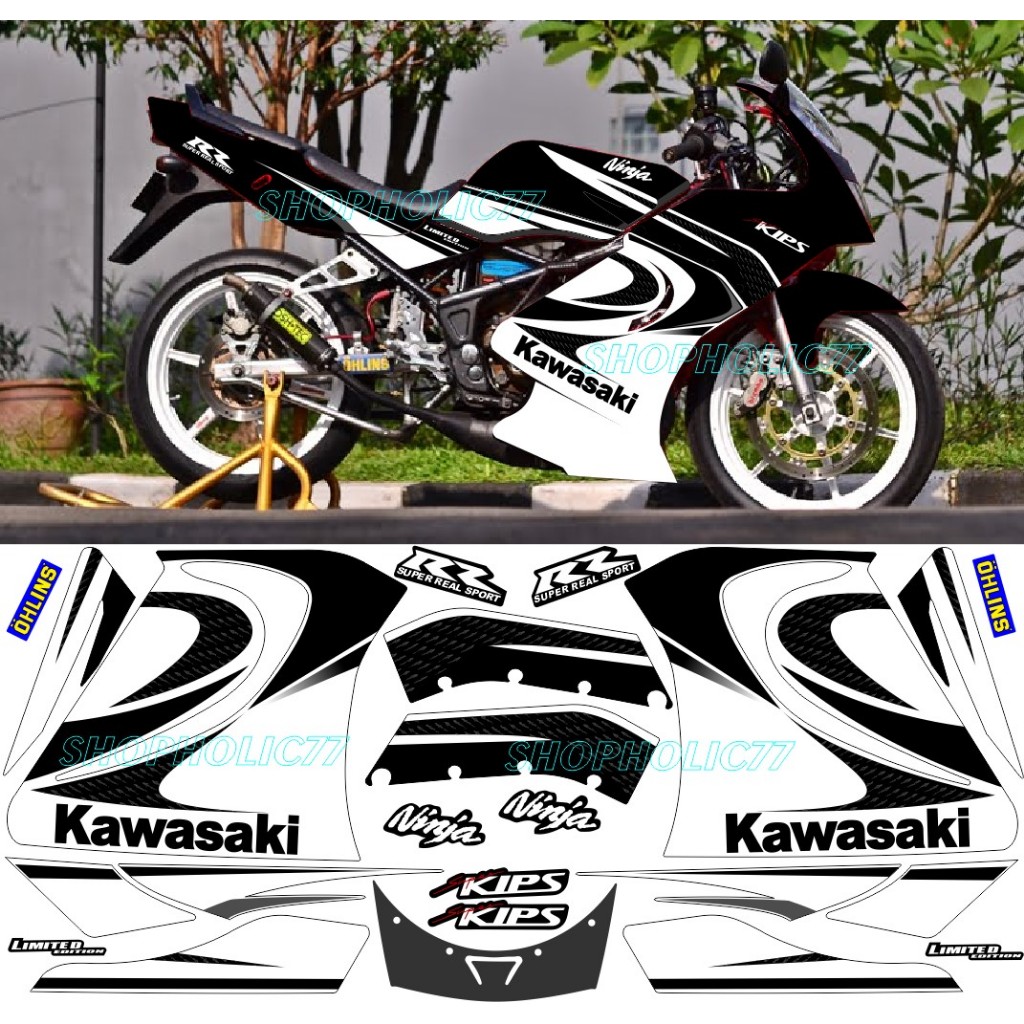 Striping Ninja Rr Old Decal Variasi Sport Race Hitam Sudah Cuting Laminasi Glosy Tahan Vernis
