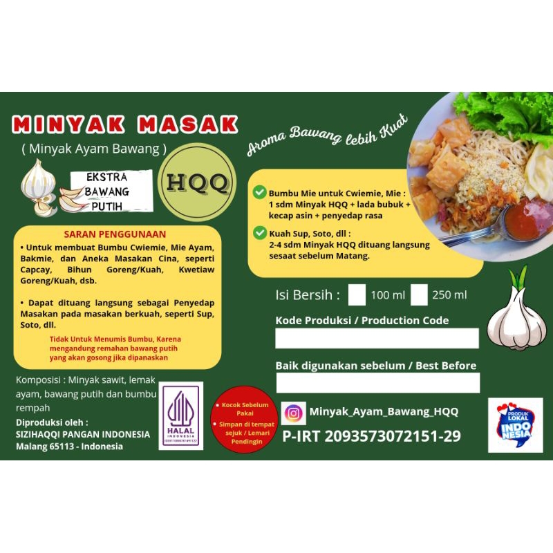 

Minyak Ayam Bawang Ekstra Strong 100ml / bumbu masak /penyedap masakan /minyak chinese food / no MSG / minyak ayam / bumbu mie ayam / bumbu bakso / bumbu cwiemie / minyak cwiemie / lemak ayam