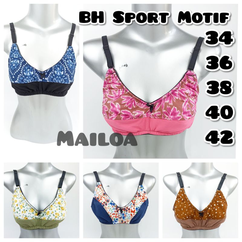 GROSIR - 6 PCS Setengah Lusin BH Bra Motif Wanita Dewasa JBT 34 36 38 40 42 Sport Bra Cewek Jumbo Bi
