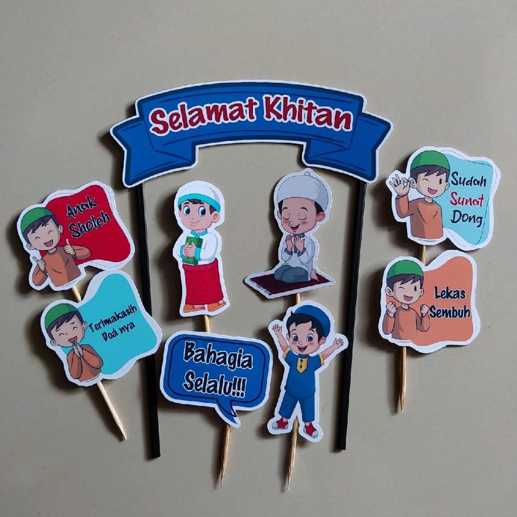 cake topper khitan/selamat khitan/khitanan (siap pakai)