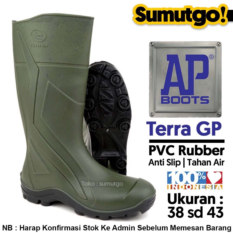KODE N45K  Model Terbaru  AP Boots TERRA GP Hijau Sepatu Karet PVC Boot Hujan Tinggi Anti Air Anti S