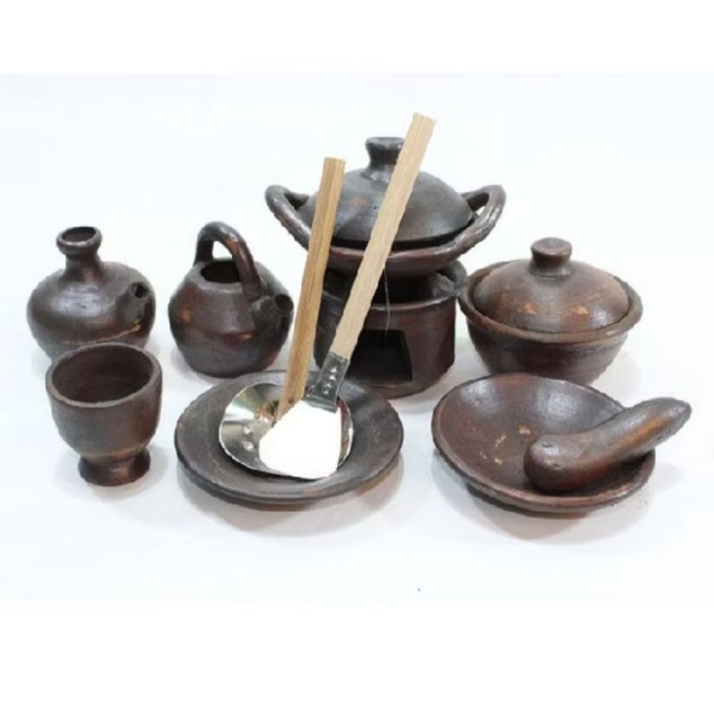 SATU SET MAINAN ANAK GERABAH TANAH LIAT NATURAL ALAMI