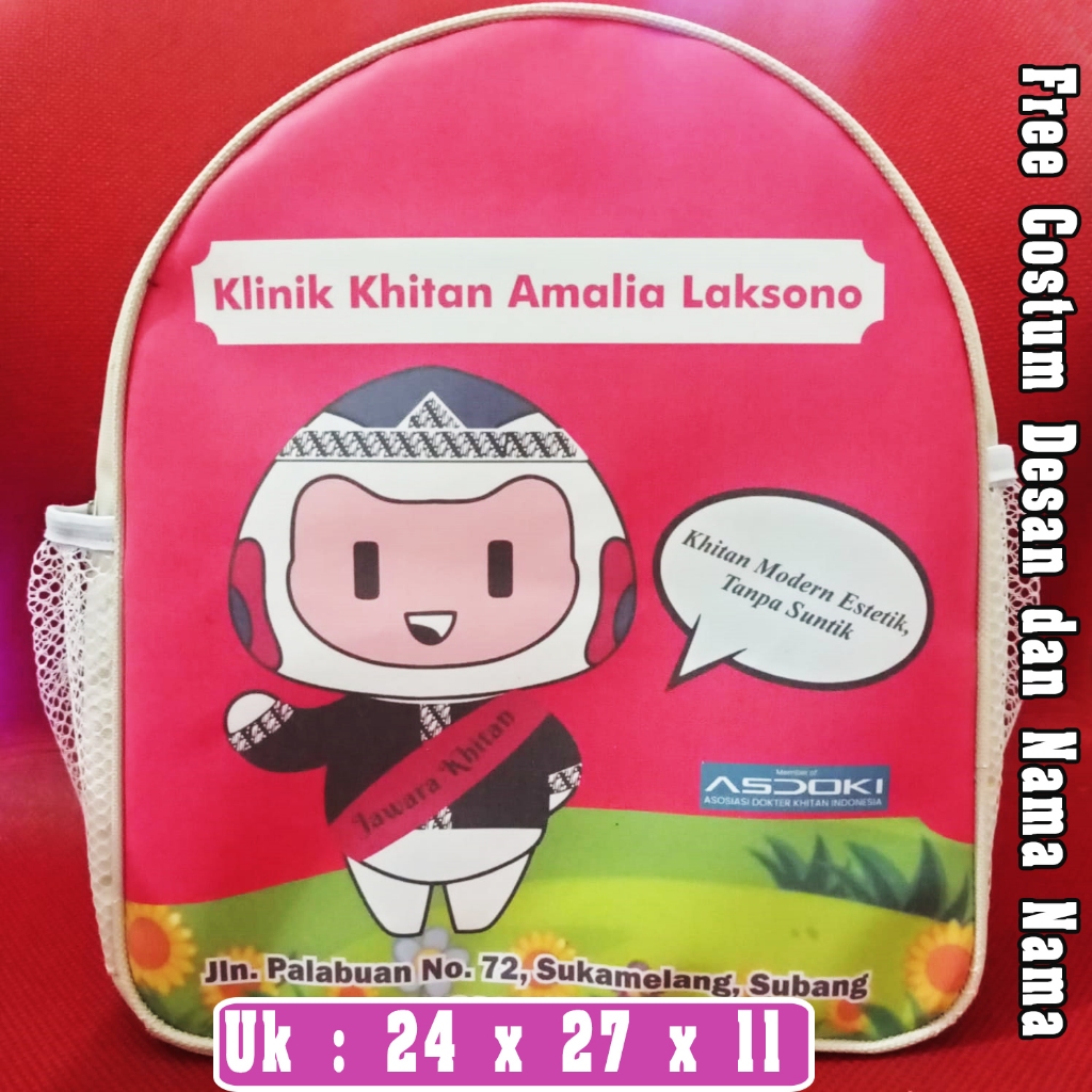 A Little Bundle Tas Ransel Ultah Anak Custom  Nama Tas Ultah Bidan Model Khitan Poliester Tebal