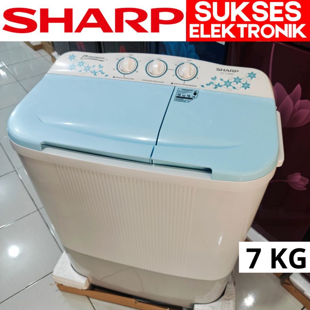 MESIN CUCI SHARP 2 TABUNG 7 KG ES-T70MW / WASH MACHINE ES T70MW 70 MW 70MW 7KG 7 KILO