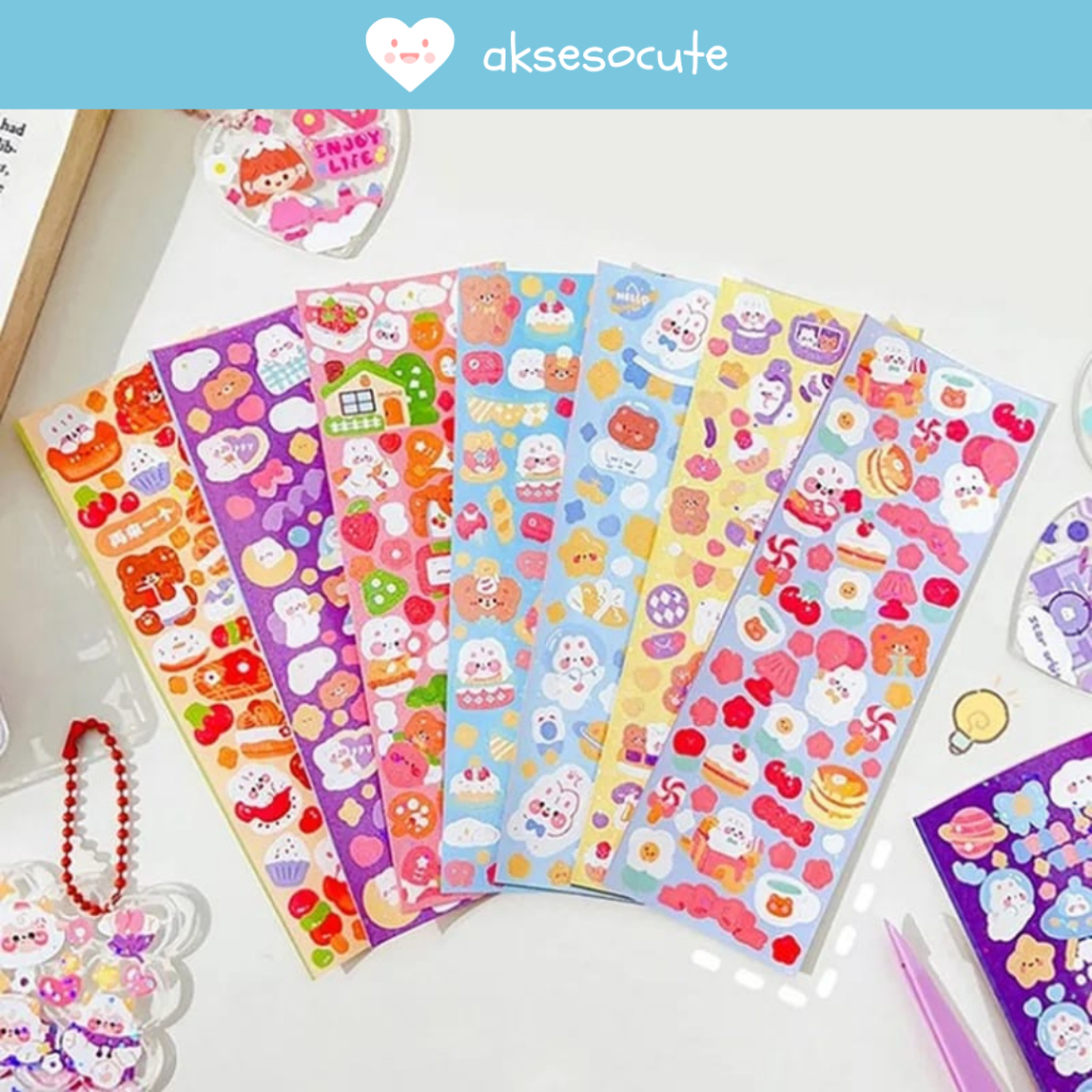 

(AKSESOCUTE) 10Pcs SHINY CUTE ANIMAL CARTOON DIY Diary Sticker Jurnal BUJO Planner Deco Stiker Hias