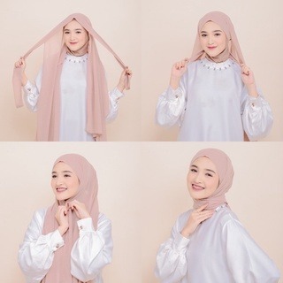 Tiara Pashmina Instant Tali  Bahan Ceruty Babydoll Hijab Instan Jilbab Pashmina Melayu LF