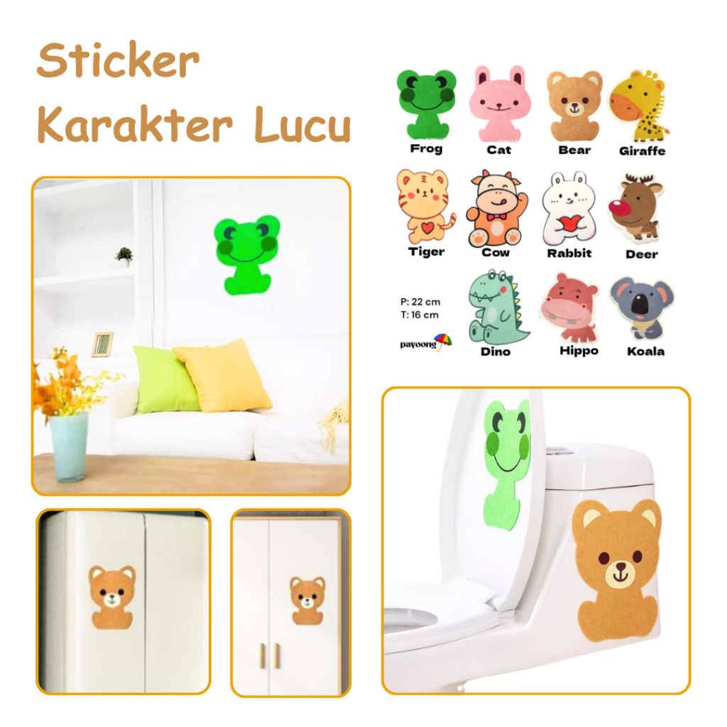 

Sticker Hiasan DInding Karakter Lucu, Dekorasi Ruangan Anak Anak Dan Potty Training.