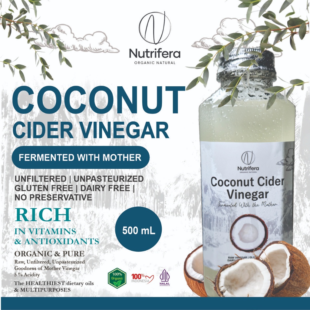 

NUTRIFERA Cuka Kelapa 500 ml dengan Endapan Mother Fermentasi Probiotik / Coconut Cider Vinegar