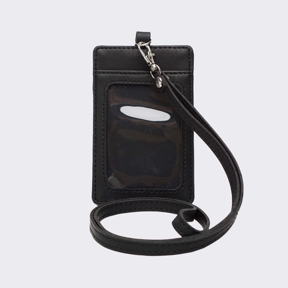 KODE I4O4 Fertig  Enola Black  ID Card Holder  Lanyard  Dompet Kartu