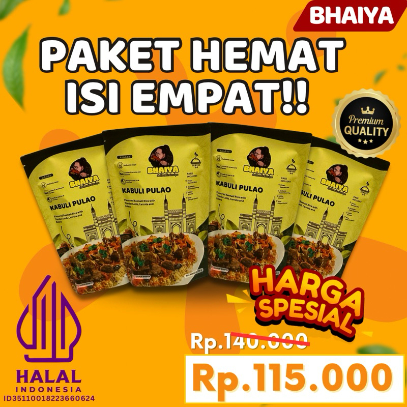 

Paket Hemat isi 4 Bhaiya Kabuli Pulao Kit