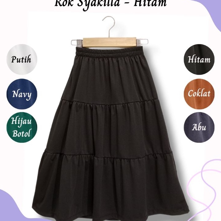 Rok Syakilla  Rok Panjang Anak Perempuan Model Korea Remaja Long Skirt Maxi Bawahan Rok 3 TIngkat An