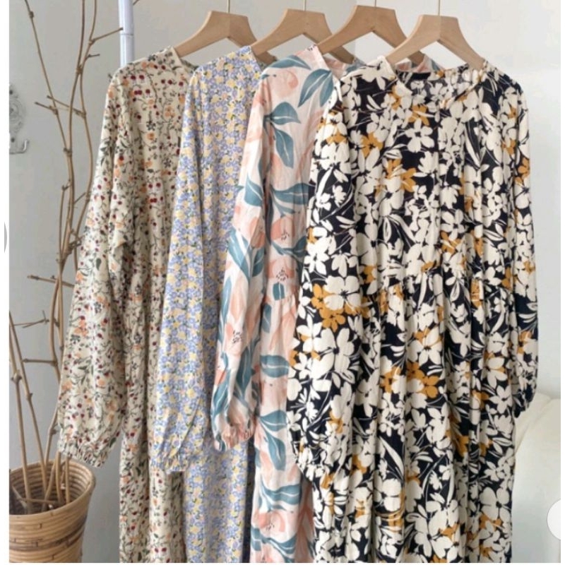 midi dress bunga bhn rayon twill