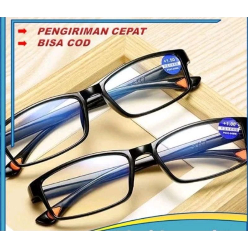 kaca mata lensa plus +2.75 /kaca mata baca anti radiasi lentur free kotak