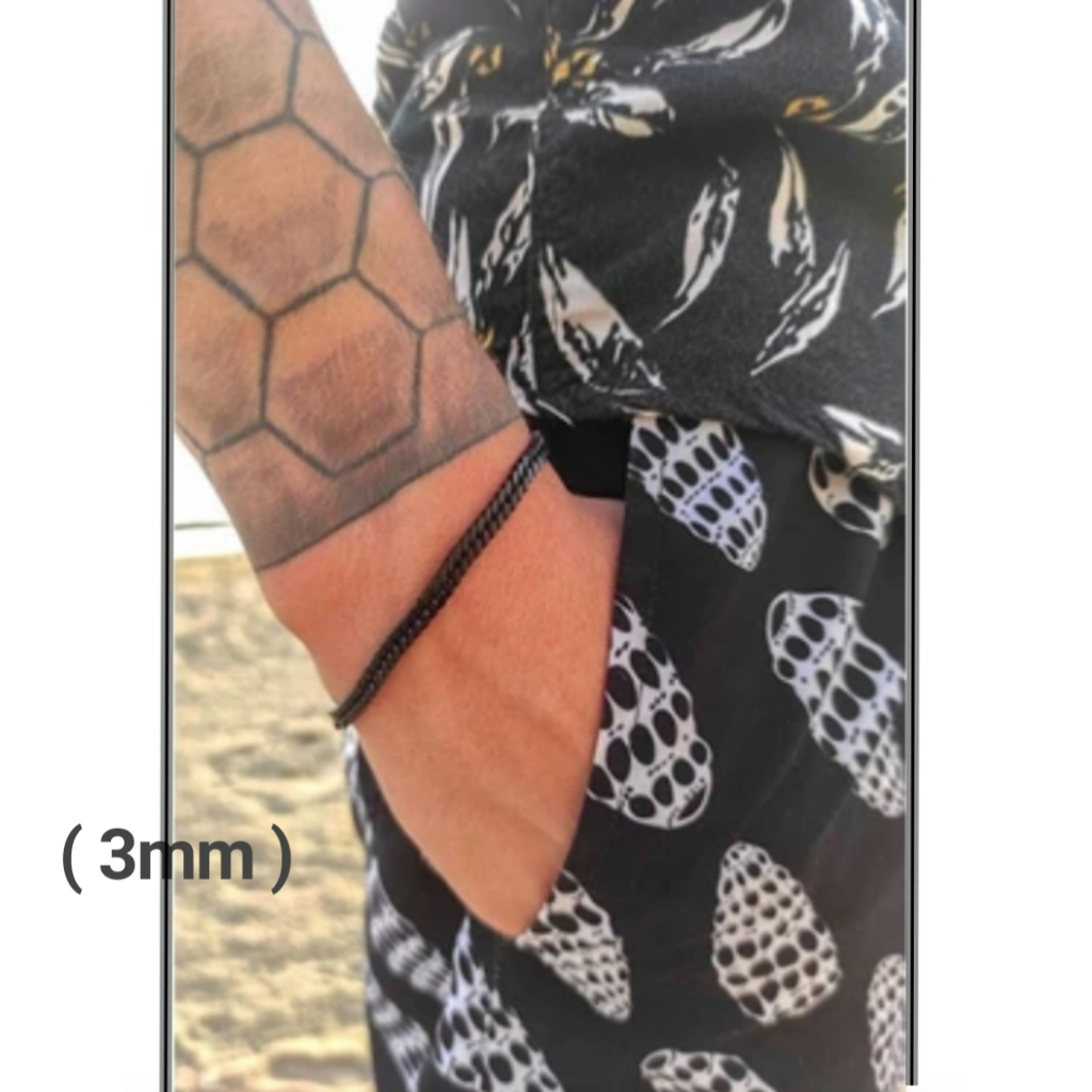 Hemat [Gelang Rantai] Gelang Titanium Model Rantai Hitam Pria Wanita Best Quality