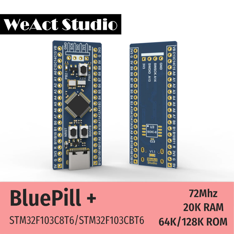 WEACT STUDIO BLUEPILL PLUS STM32F103C8T6 STM32F103CBT6 STM32F103 STM32F1 ARM STM32 MINIMUM SYSTEM DE