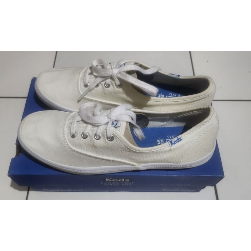 SECOND 100% ORIGINAL KEDS CHAMPION WHITE KANVAS WF34000