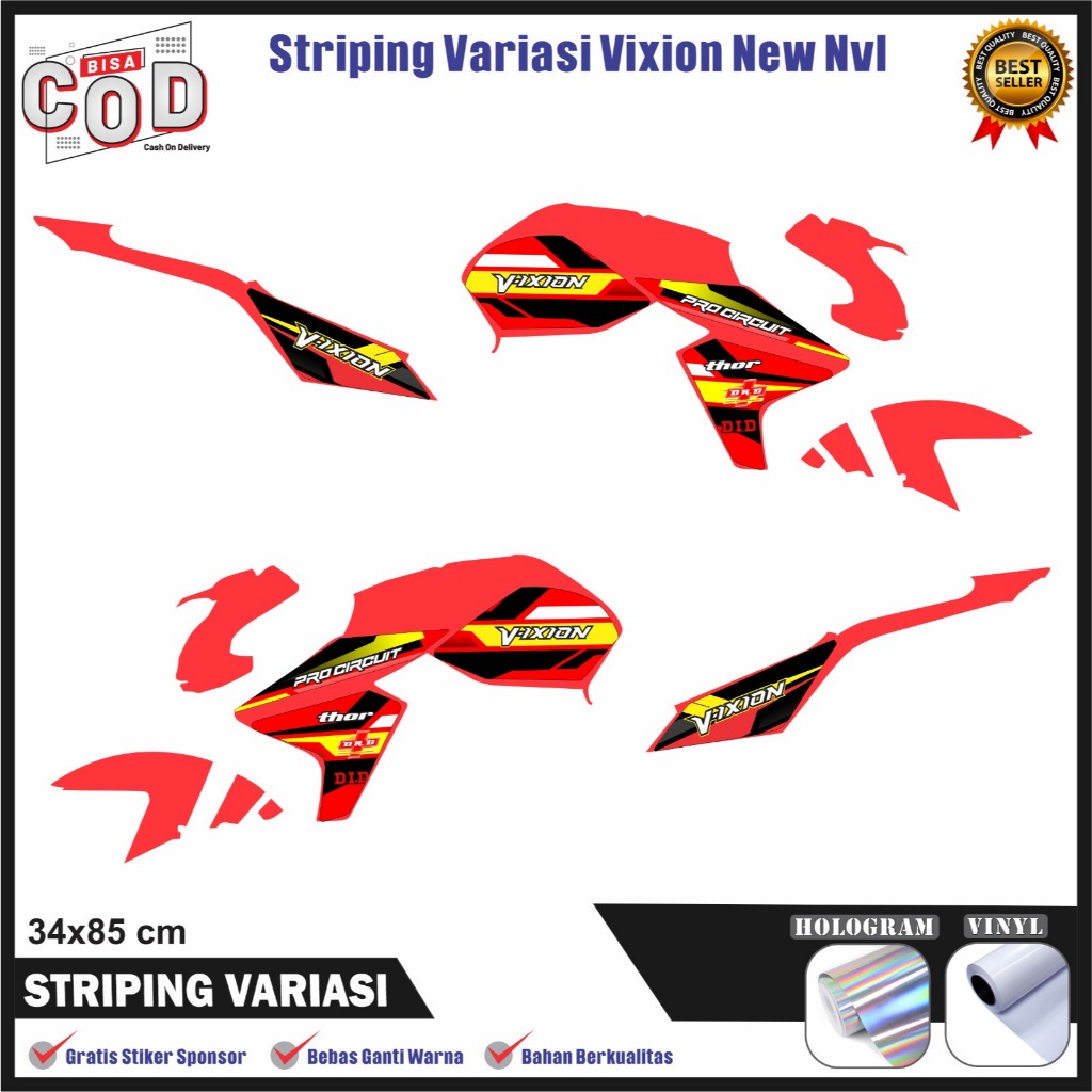 Stiker Striping Variasi Yamaha Vixion NEW NVL Striping List Variasi ViXION NEW NVL  Vinyl Hologram