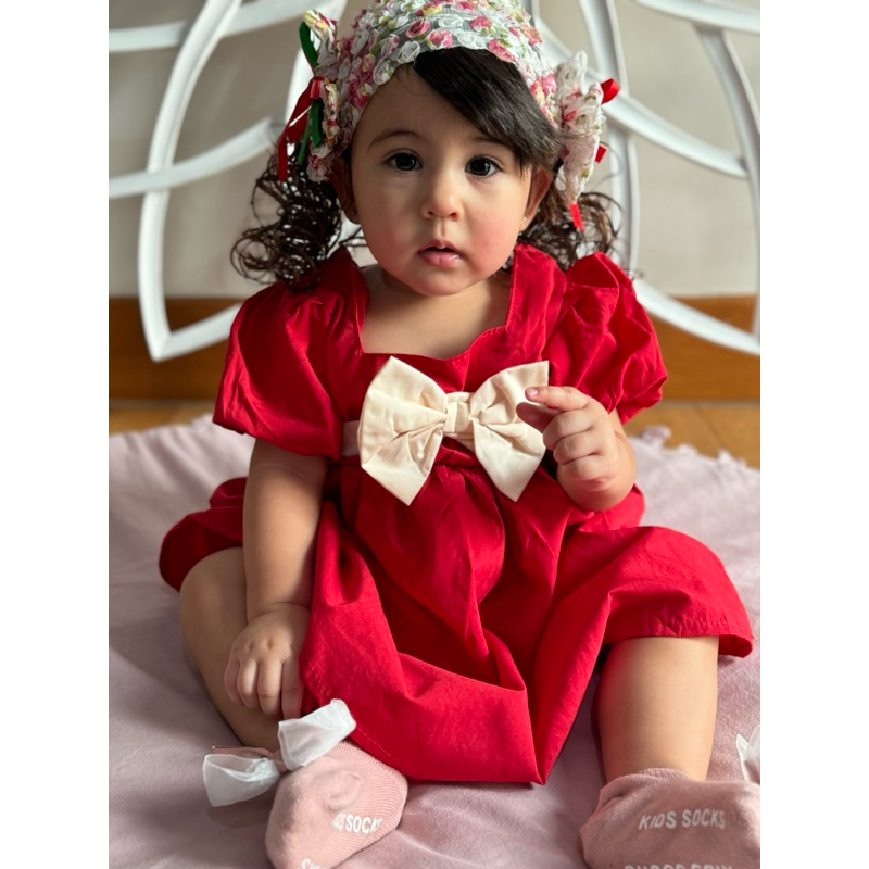 (A-3) Formal Dress Pured Baby Princess Girl Anak Perempuan Purple Red Pesta Lengan Puff Terbaru Gaun