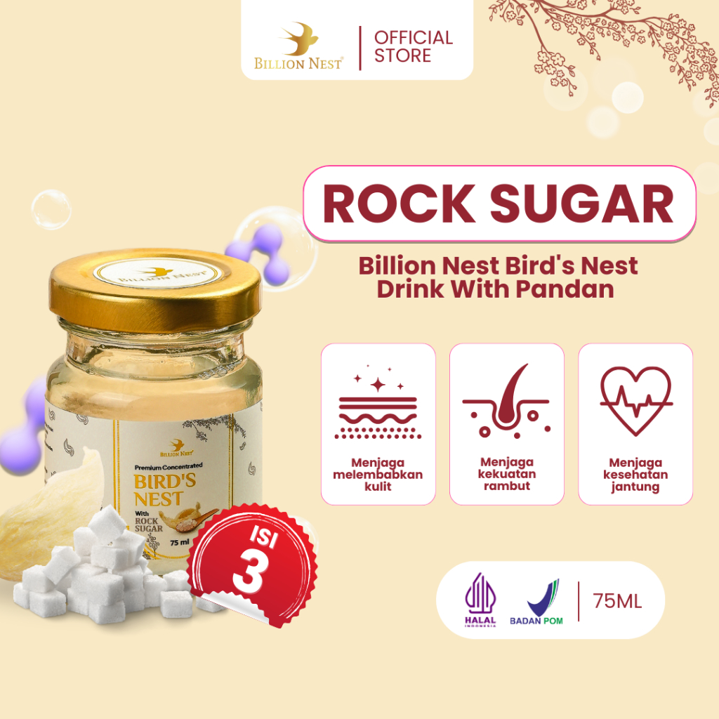 

BILLION NEST - Minuman Sarang Burung Walet - Rock Sugar - 3 Jar