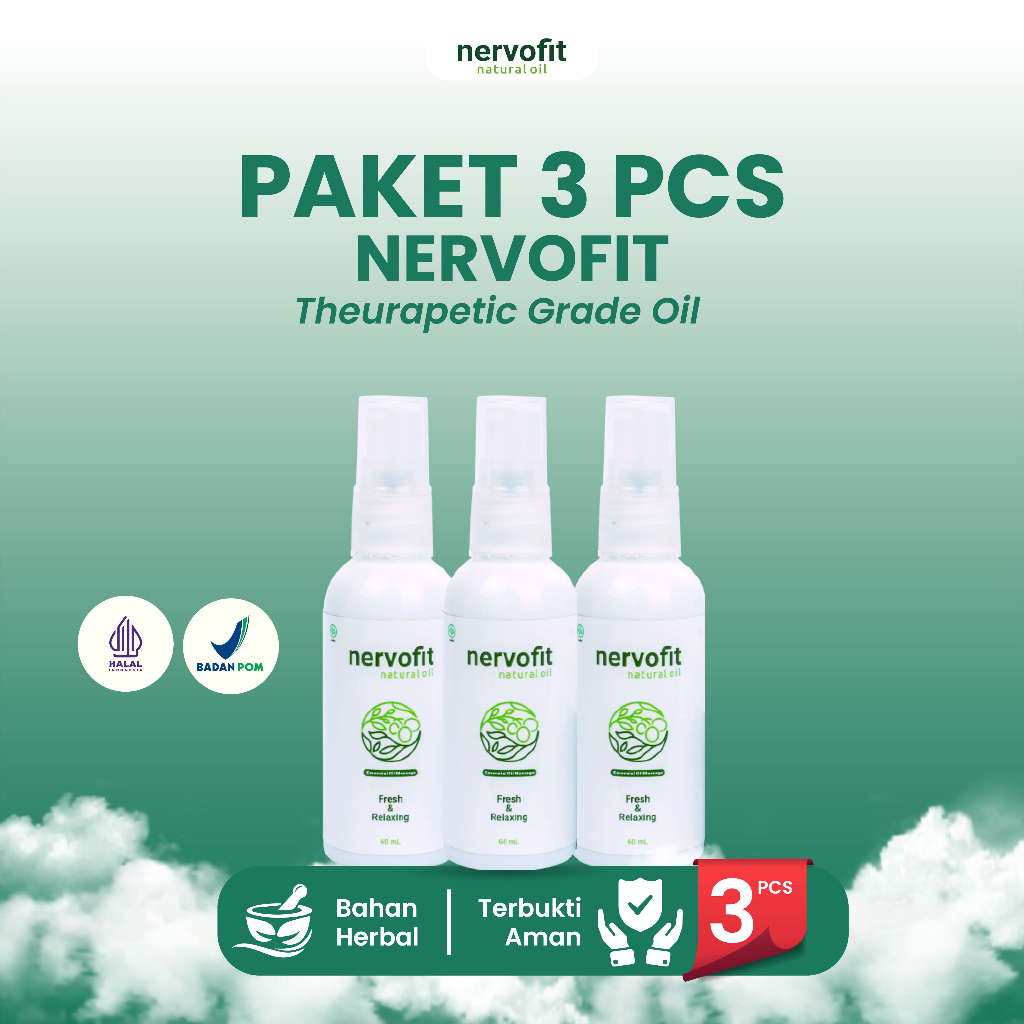 NERVOFIT Natural Oil hemat isi 3 untuk membantu meringankan nyeri akibat saraf kejepit, kesleo dan b