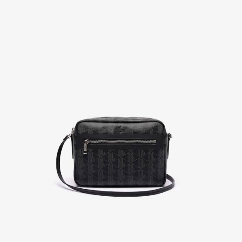 Lacoste - Tas rias monogram Zely berbahan kanvas berlapis - Hitam - PRELOVED 