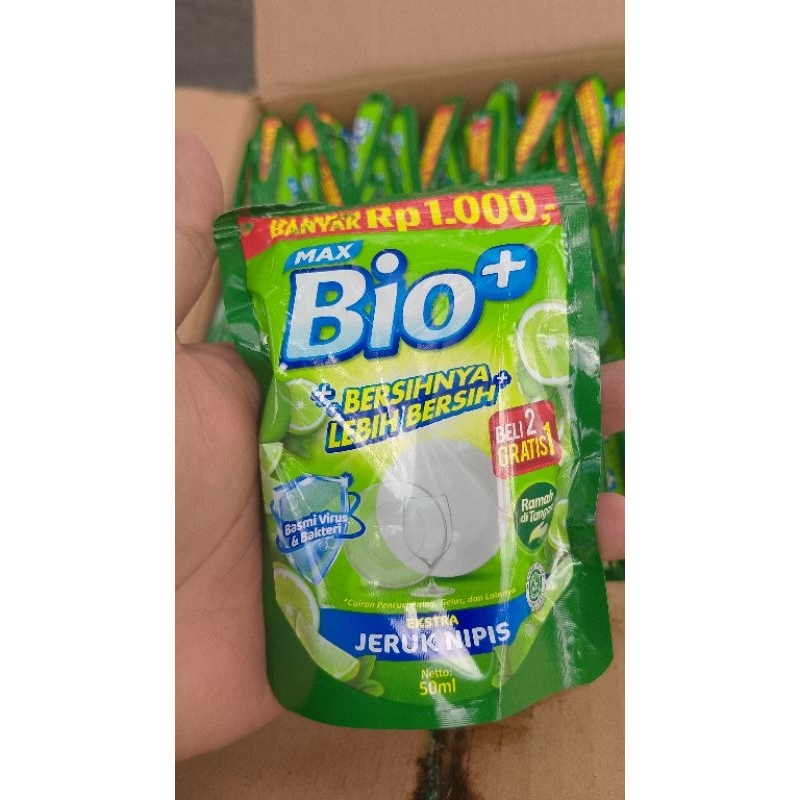 Bio+ 1 dus Sabun Cuci Piring Jeruk Nipis Anti Bakteri Pouch 50 ml