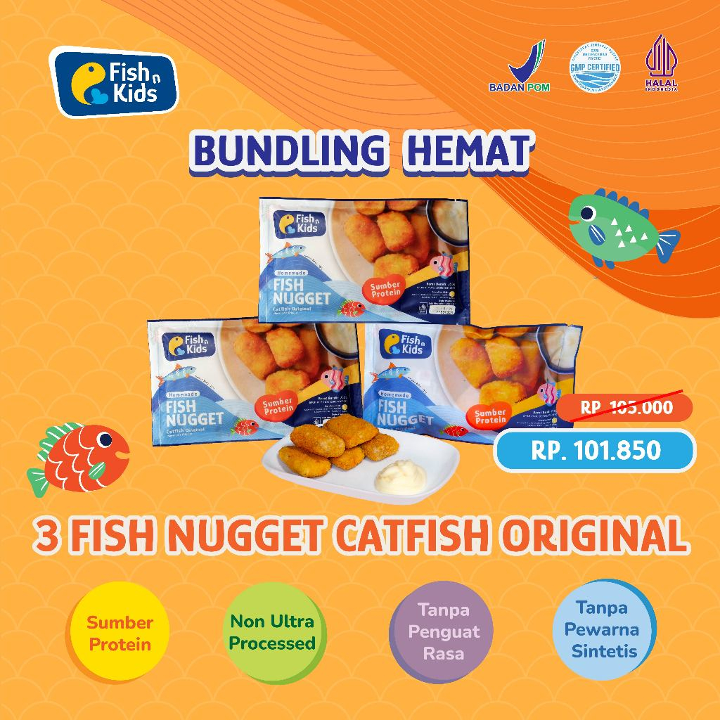 

Fish n Kids Bundling 3 Nugget Homemade MPASI Ikan Lele Original 250 gram