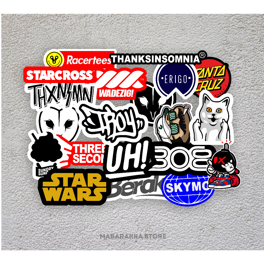 

Sticker stiker Brand distro aesthectic 20 pcs stiker helm tumbler laptop case hp termurah tahan air